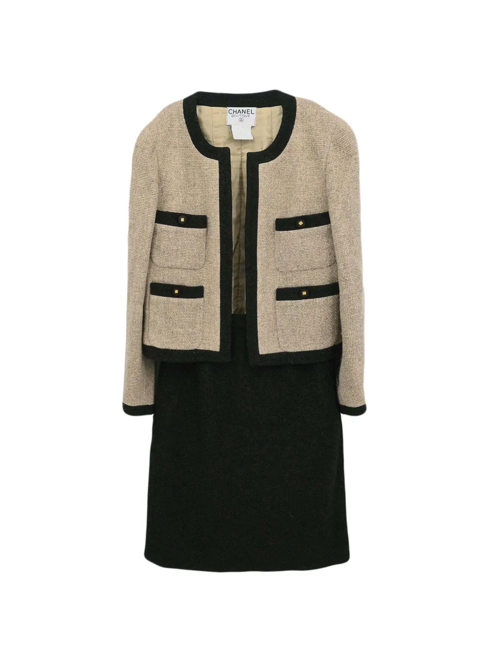CHANEL Pre-Owned 1996 tweed skirt suit - Toni neutri