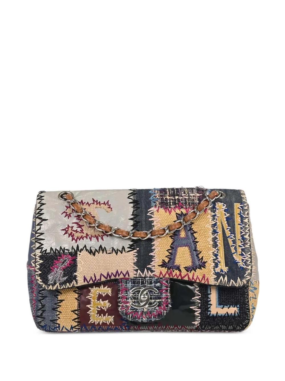 CHANEL Pre-Owned 2012 Patchwork Jumbo tweed shoulder bag - Blu