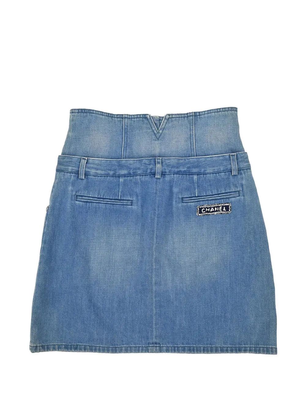 CHANEL Pre-Owned 2016 high-waisted logo-patch mini skirt - Blu