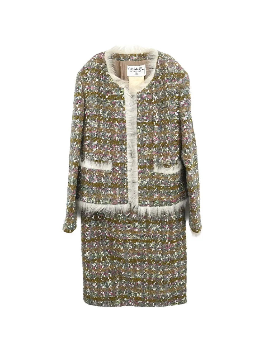 CHANEL Pre-Owned 1994 tweed skirt suit - Marrone