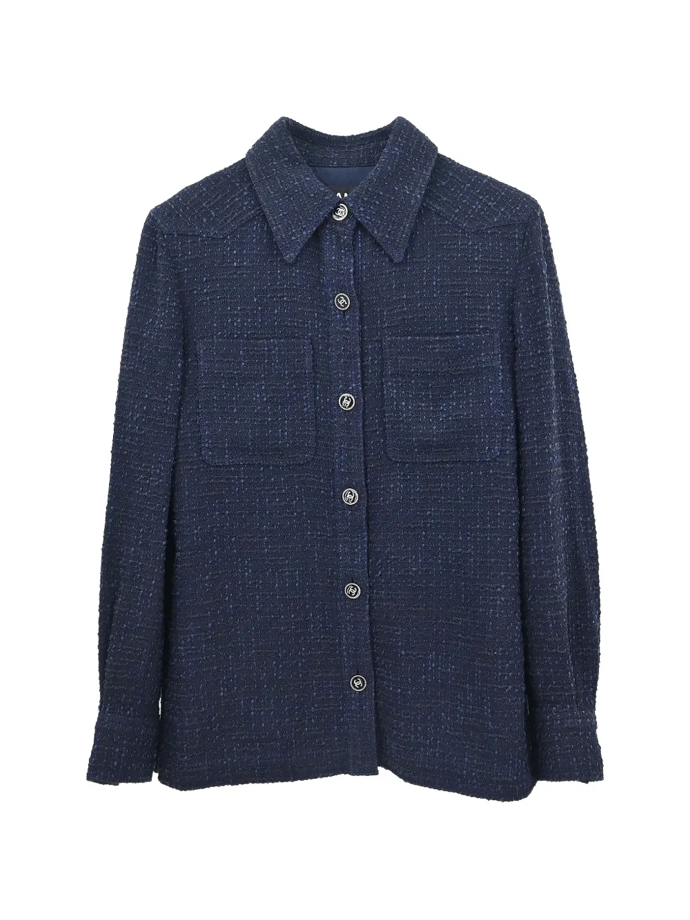 CHANEL Pre-Owned 2001 tweed button-up jacket - Blau