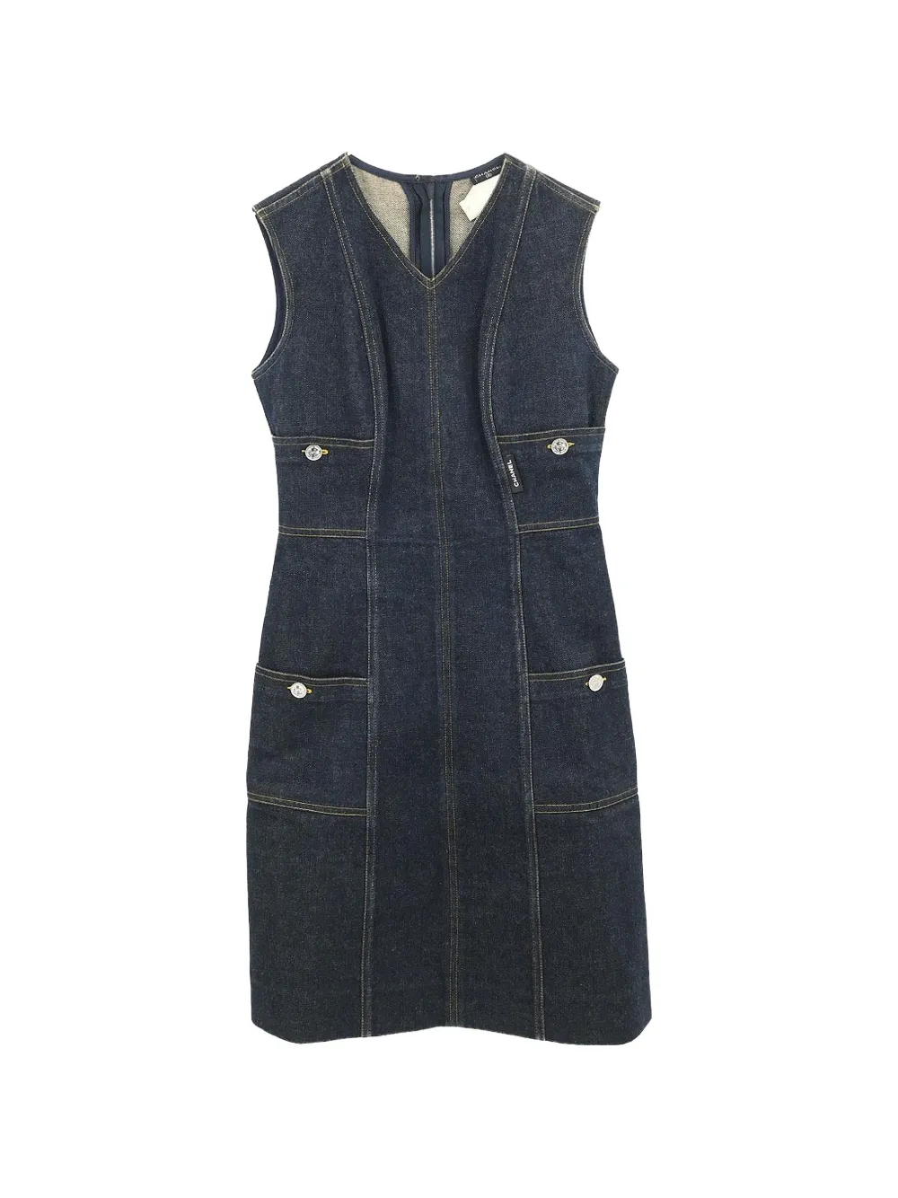 CHANEL Pre-Owned sleeveless denim dress - Bleu CHANEL Pre-Owned sleeveless denim dress - Bleu