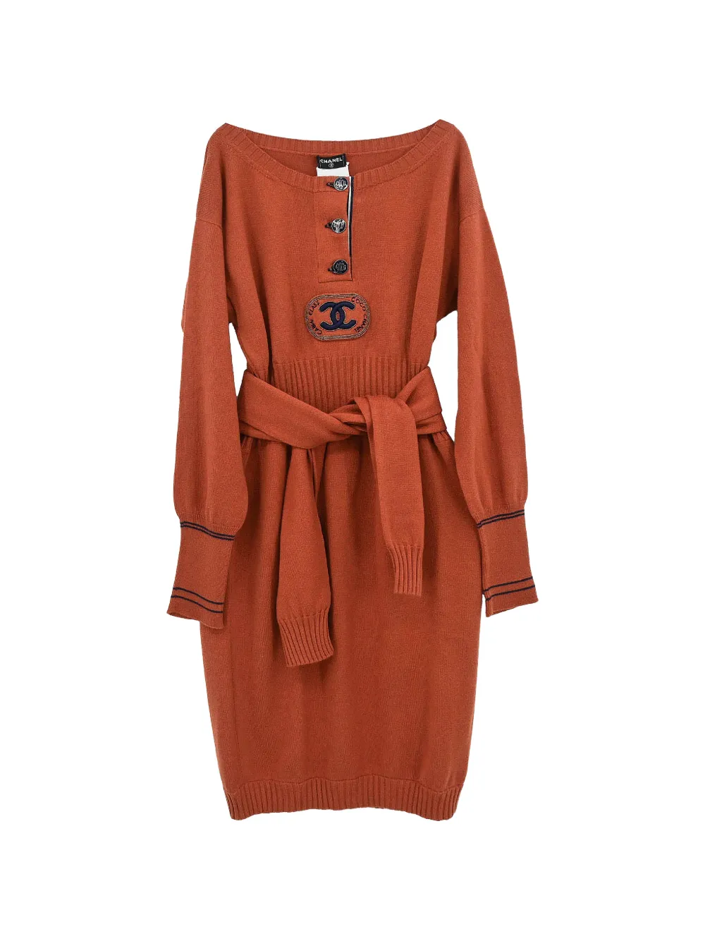 CHANEL Pre-Owned 2008 interlocking CC logo-patch dress - Orange CHANEL Pre-Owned 2008 interlocking CC logo-patch dress - Orange