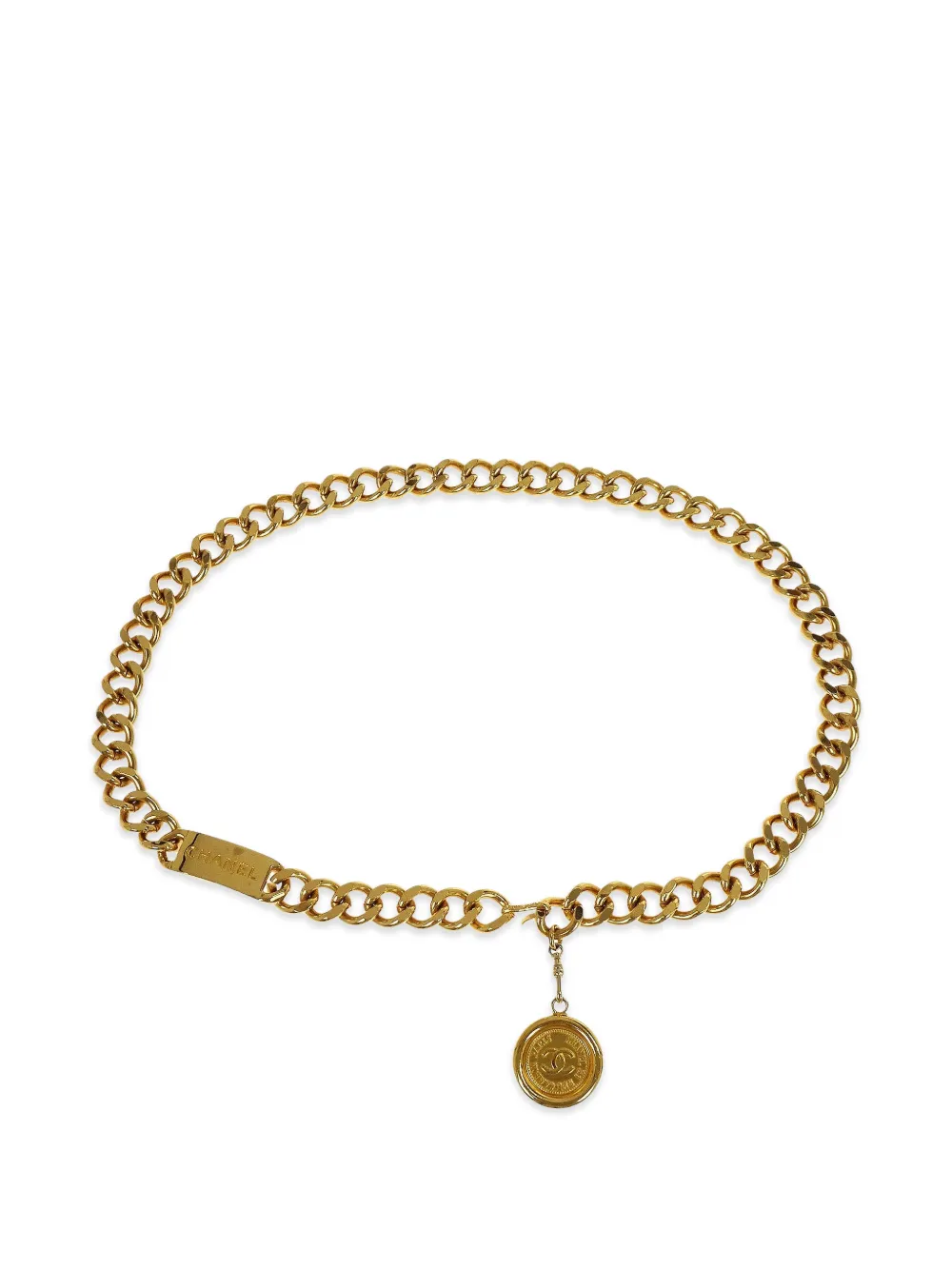 CHANEL Pre-Owned Medallion curb-link belt - Gold