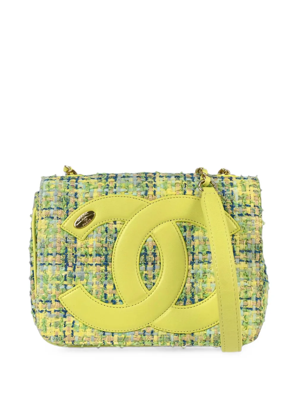 CHANEL Pre-Owned CC Mania tweed mini shoulder bag - Giallo