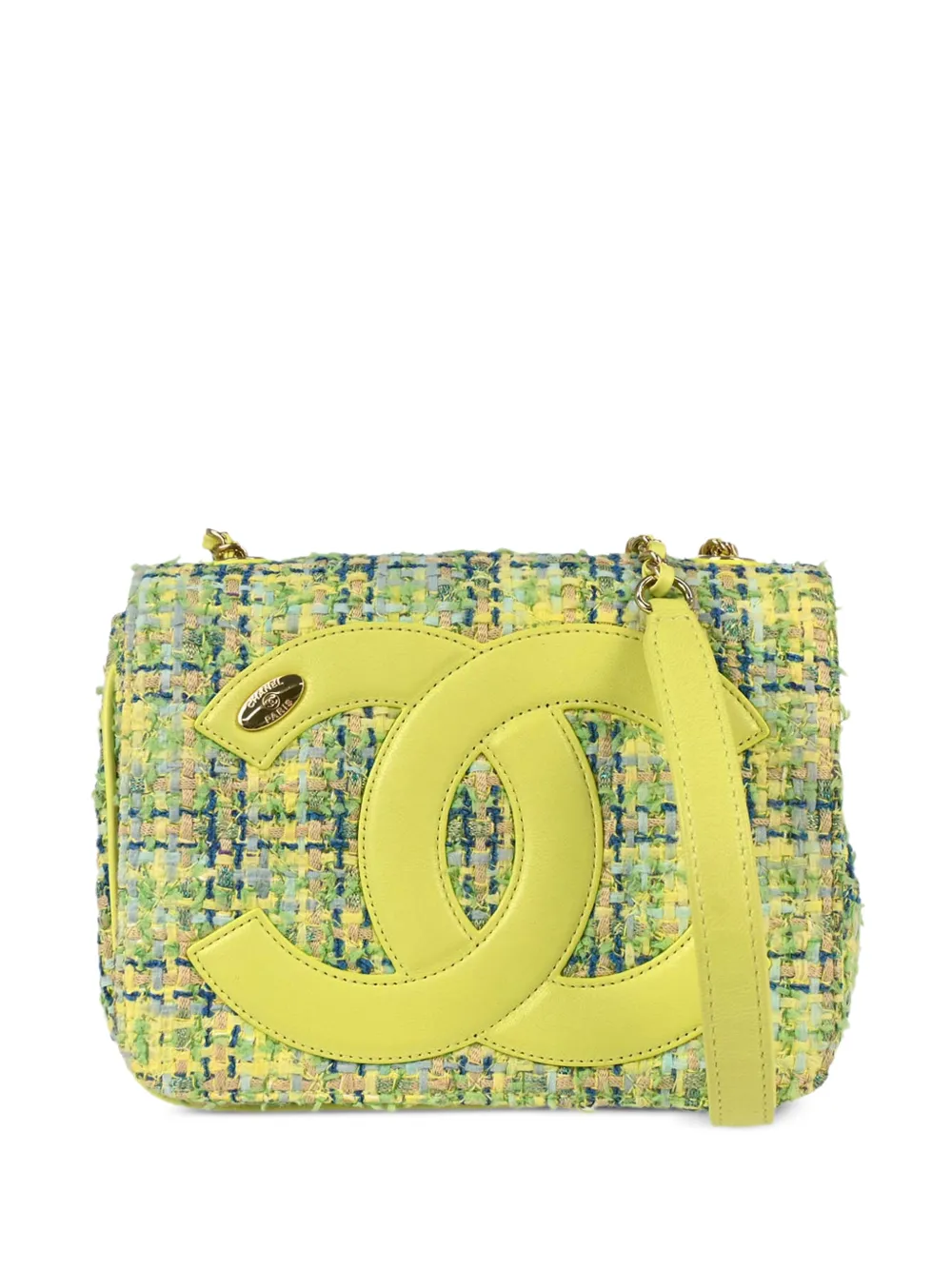 CHANEL Pre-Owned CC Mania tweed mini shoulder bag - Yellow