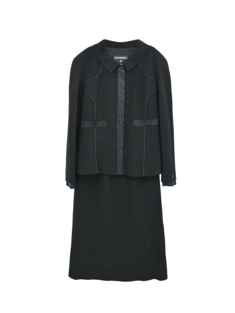 CHANEL Pre-Owned tailleur jupe à ornements en perles (2002) - Noir