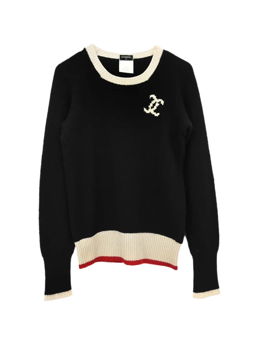 Pre-owned Chanel 1996 Logo-patch Sweater In Black