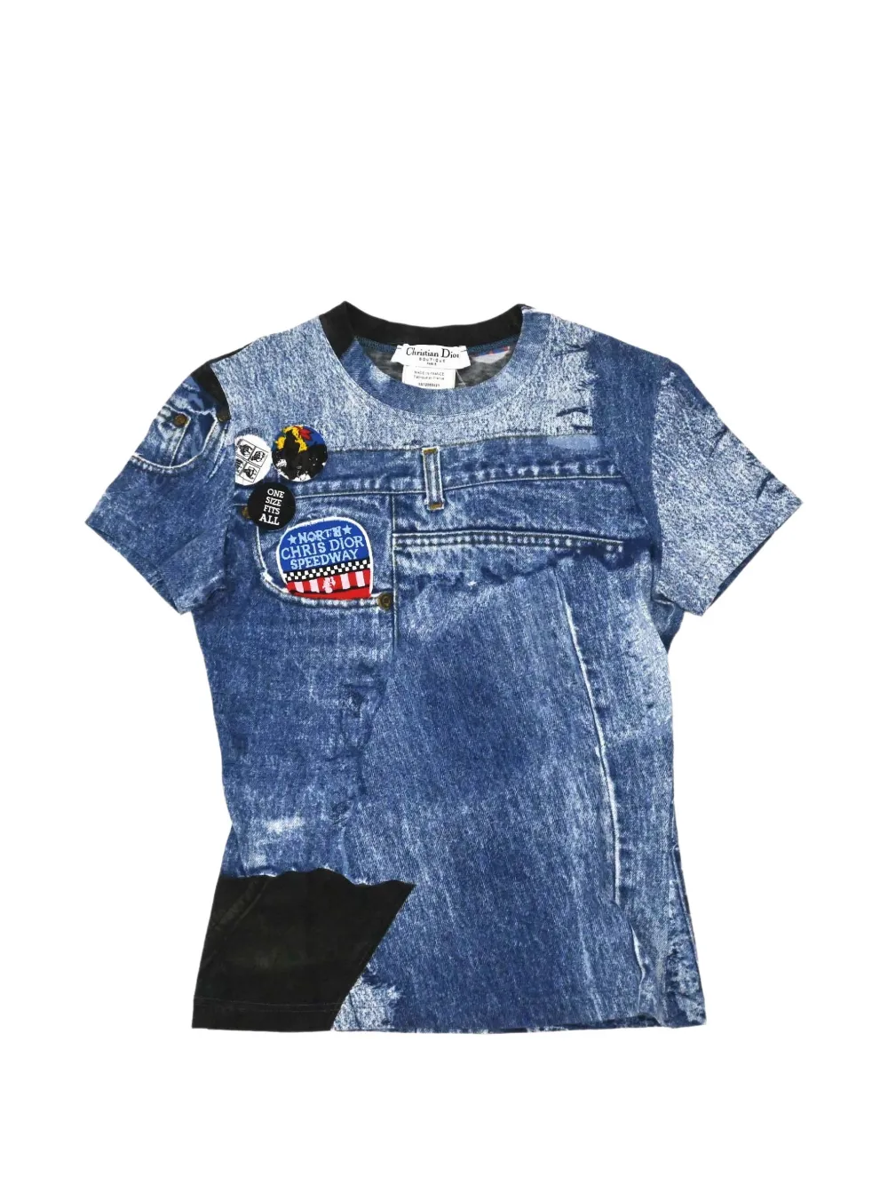 Christian Dior Pre-Owned 2001 Miss Diorella denim-print T-shirt - Blau