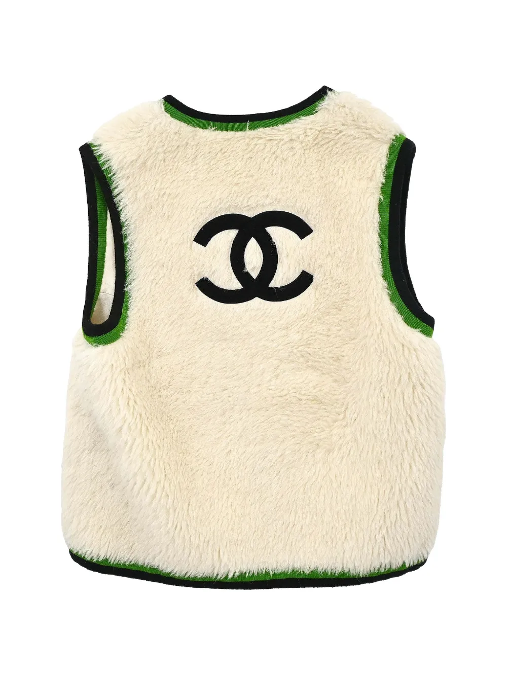 CHANEL Pre-Owned logo-embroidered fur vest - Nude