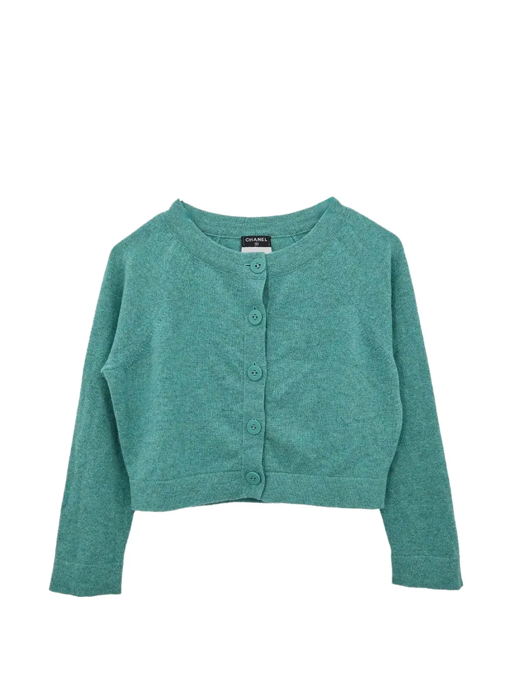 Pre-owned Chanel 2014-2015 Cropped Button-front Cardigan In Green