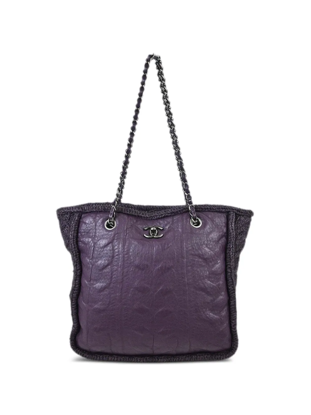 CHANEL Pre-Owned 2013-2014 knit-detail tote bag - Violet CHANEL Pre-Owned 2013-2014 knit-detail tote bag - Violet