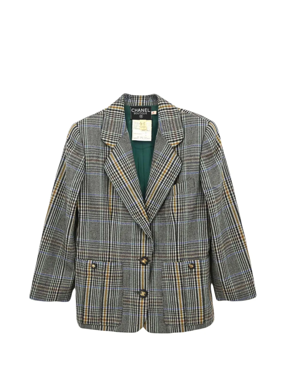 CHANEL Pre-Owned single-breasted check blazer - Grey