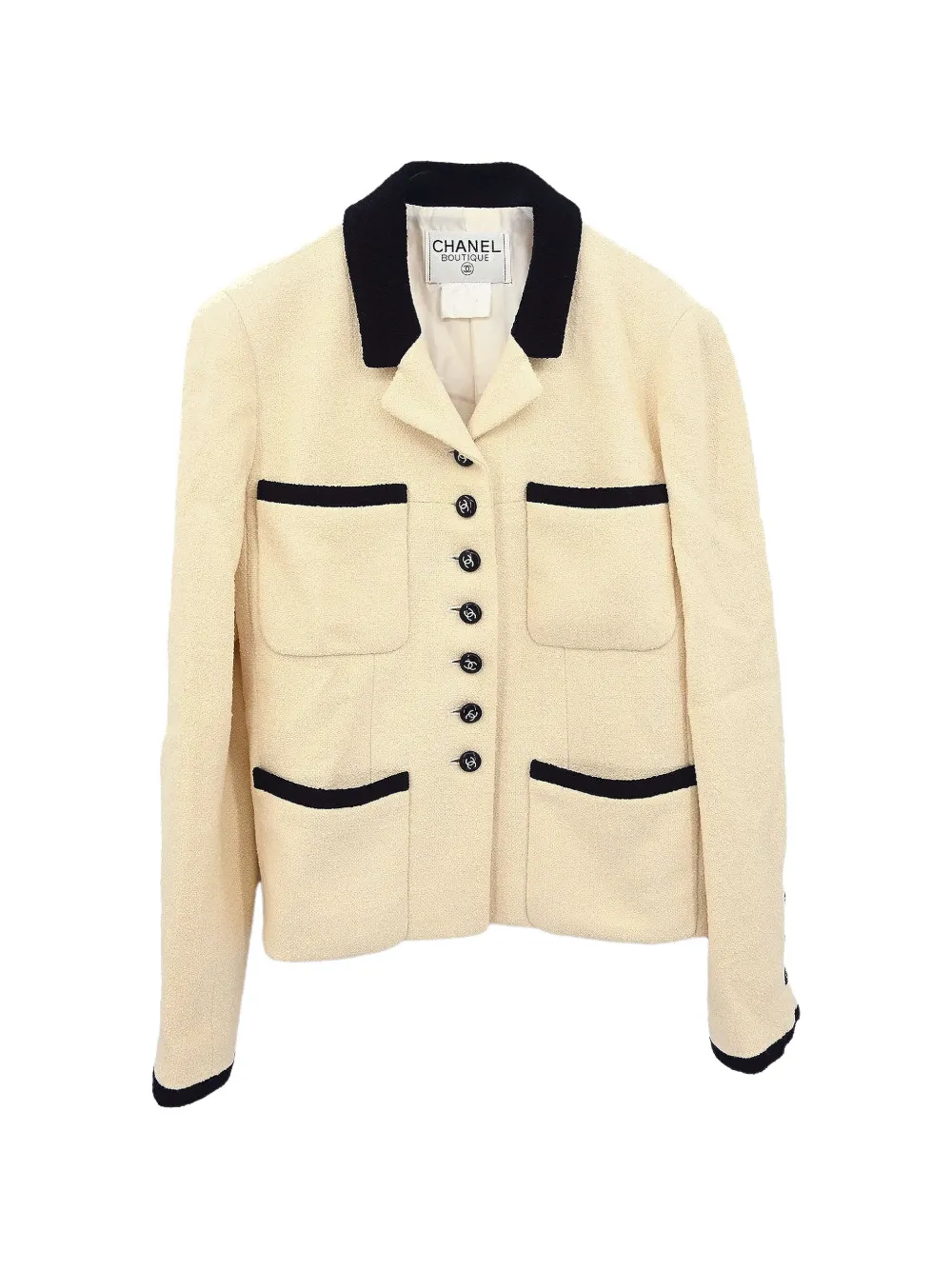 CHANEL Pre-Owned 1996 single-breasted tweed jacket - Tons neutres CHANEL Pre-Owned 1996 single-breasted tweed jacket - Tons neutres