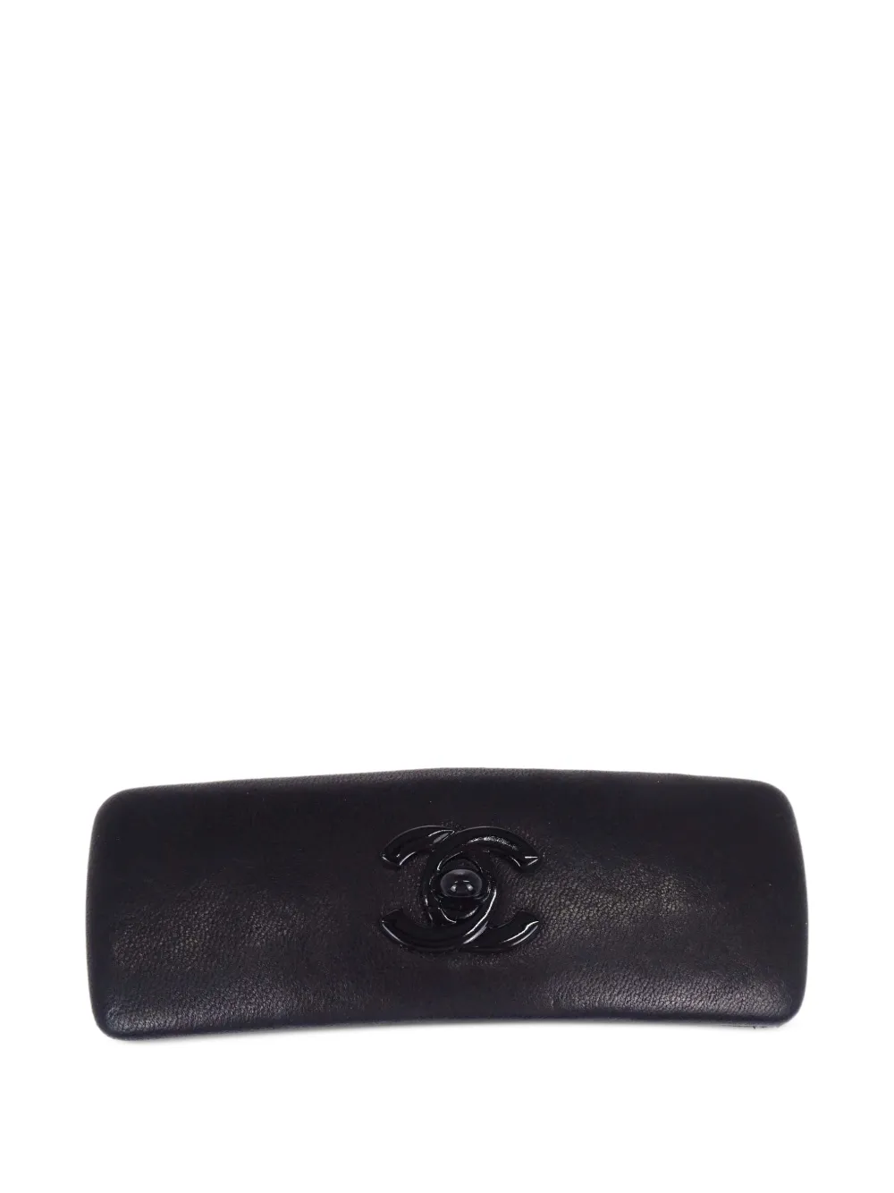 CHANEL Pre-Owned Turn-lock leather hair clip - Black
