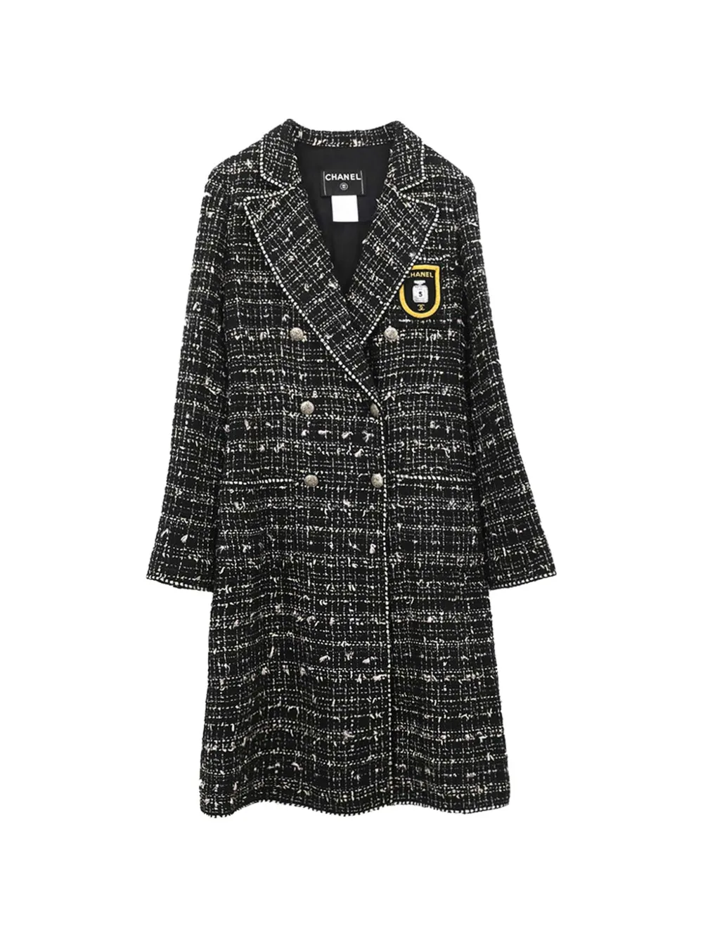 CHANEL Pre-Owned 2005 double-breasted tweed coat - Black