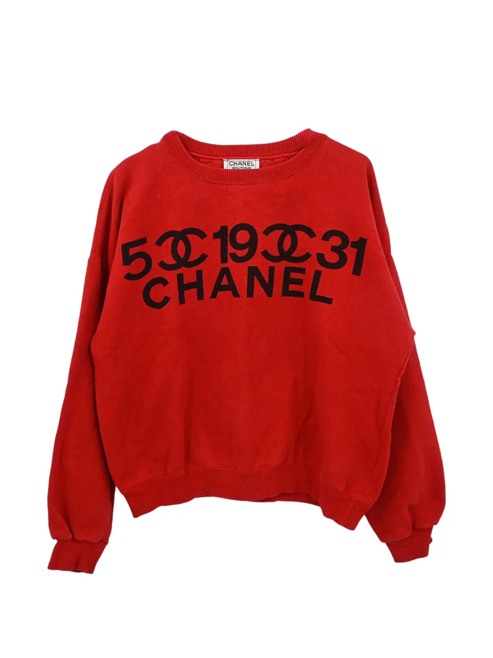 CHANEL Pre-Owned logo-print long-sleeve sweatshirt - Red
