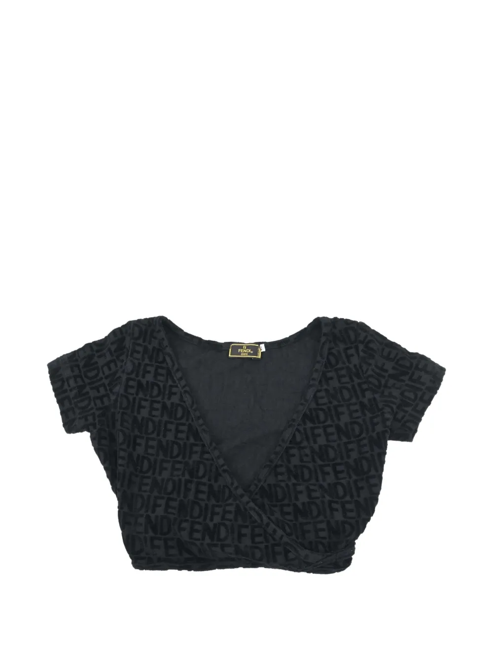 Fendi Pre-Owned logo-pattern wrap top - Schwarz