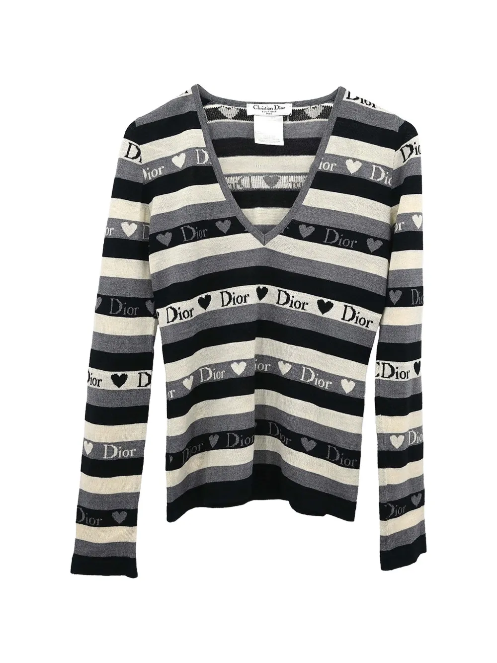 Christian Dior Pre-Owned 2005 logo-print V-neck sweater - Grau