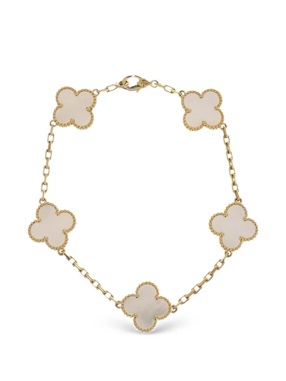 Pre-owned Van Cleef & Arpels Alhambra Mother-of-pearl Bracelet In Gold
