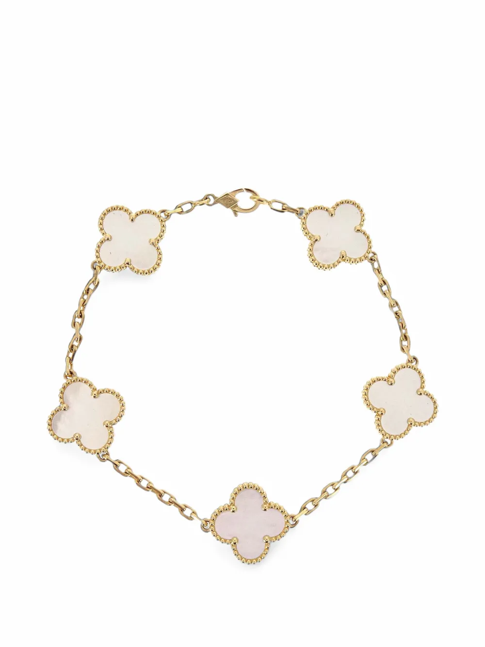 Pre-owned Van Cleef & Arpels Alhambra Mother Of Pearl Bracelet In Gold