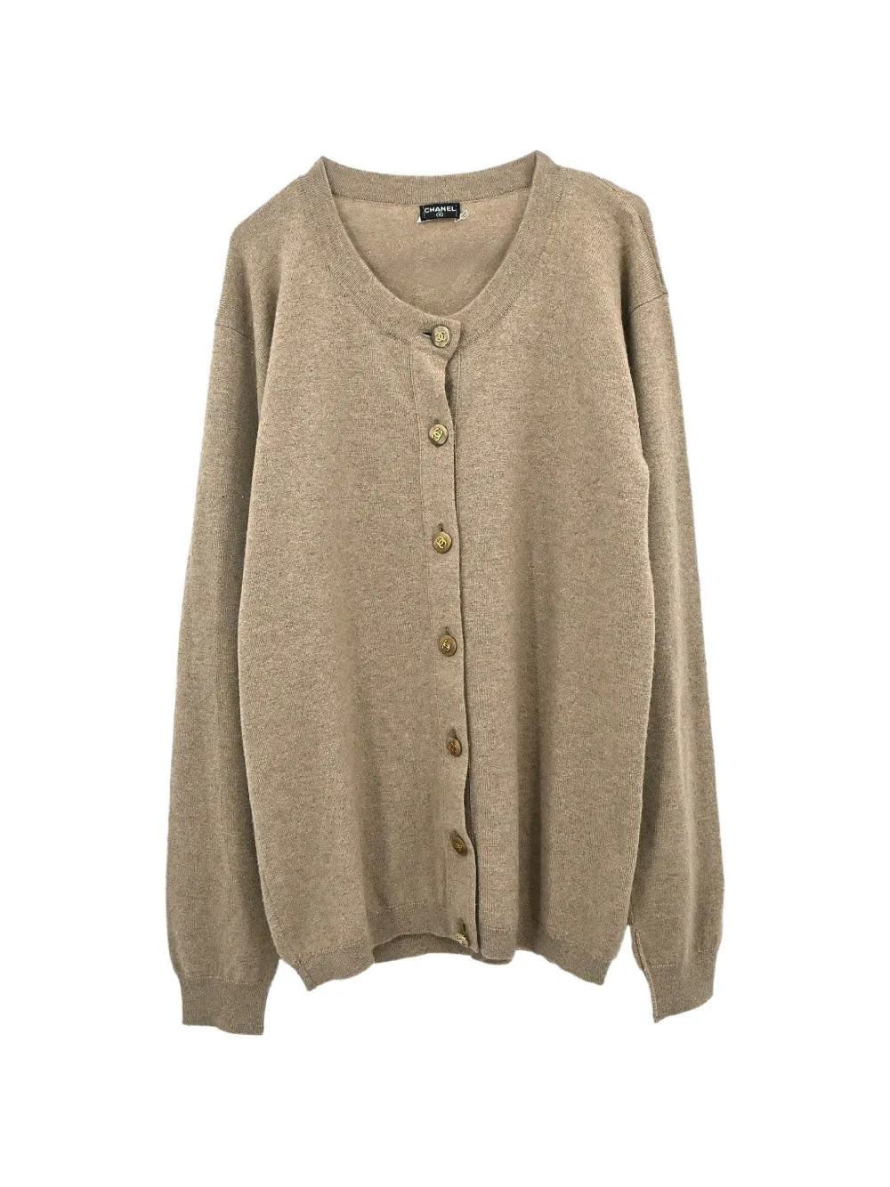 Pre-owned Chanel Cc-button Crewneck Cardigan In Neutrals