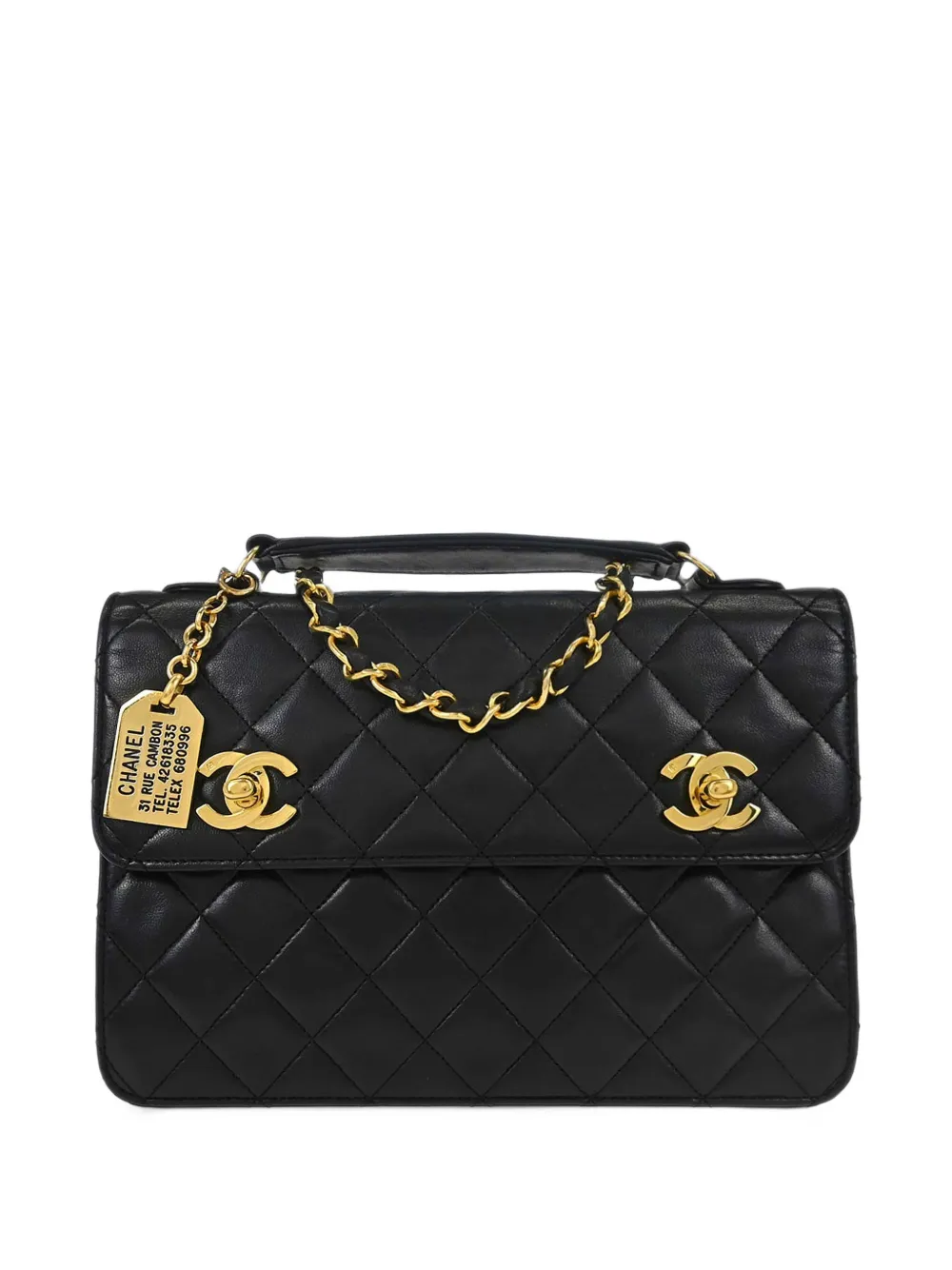 CHANEL Pre-Owned 1989-1991 quilted double turnlock shoulder bag - Nero