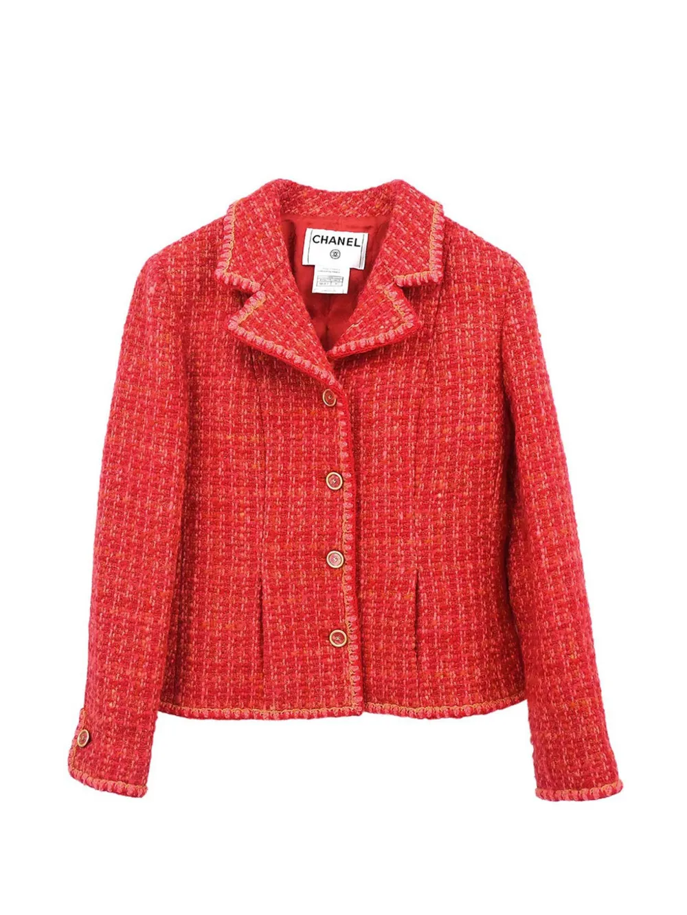CHANEL Pre-Owned 2001 single-breasted tweed jacket - Rosso