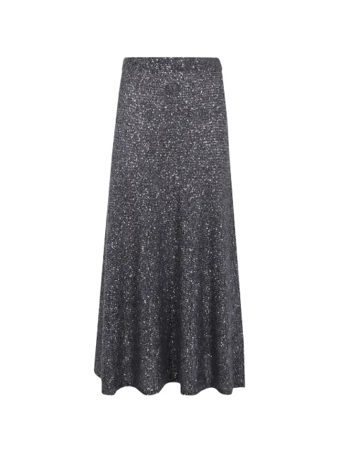 D.Exterior sequin-embellished knitted maxi skirt