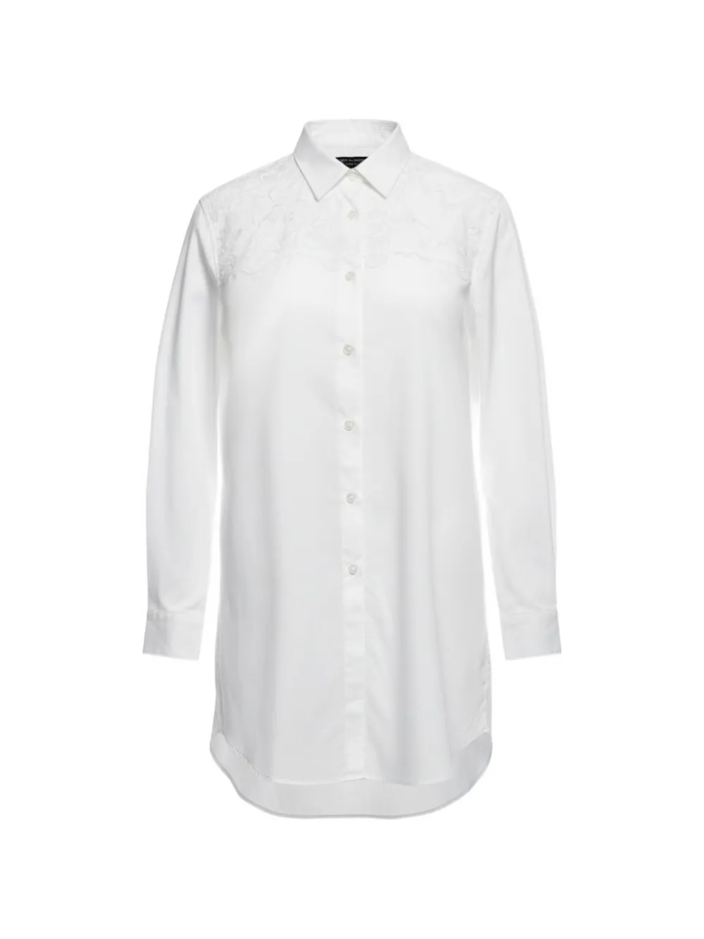 Comme des Garçons Homme Plus lace-yoke long-line shirt - Weiß
