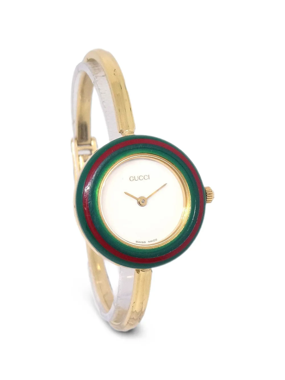 Pre-owned Gucci Change Bezel 26mm Watch In White