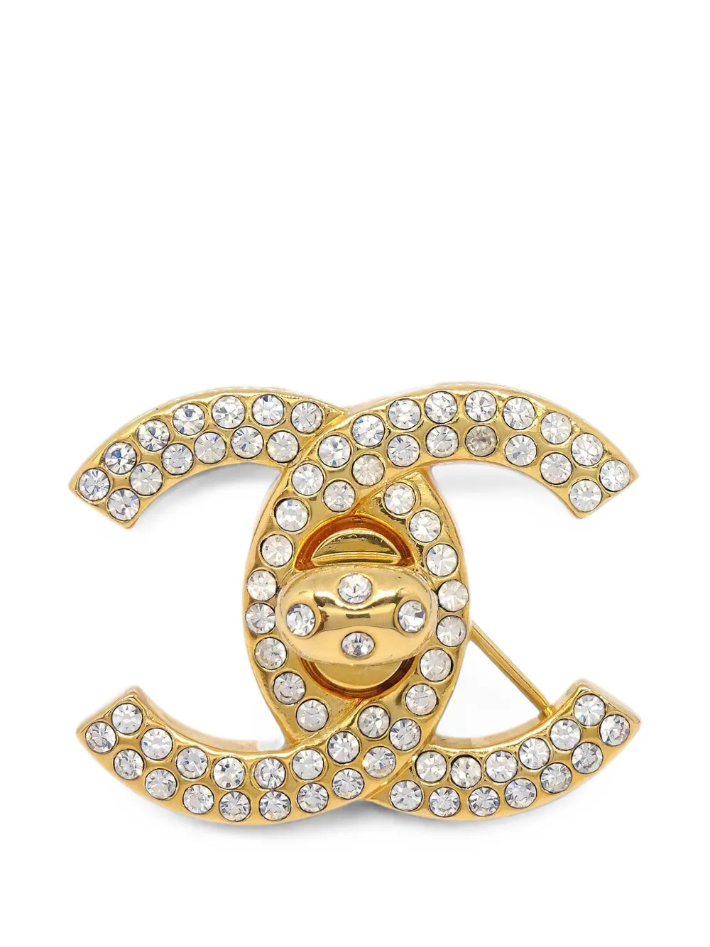 CHANEL Pre-Owned broche CC Turnlock ornée de strass