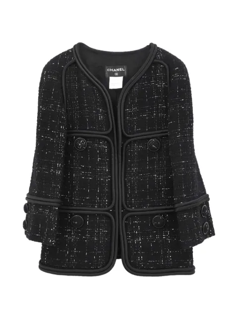 CHANEL Pre-Owned 2015-2016 collarless tweed jacket