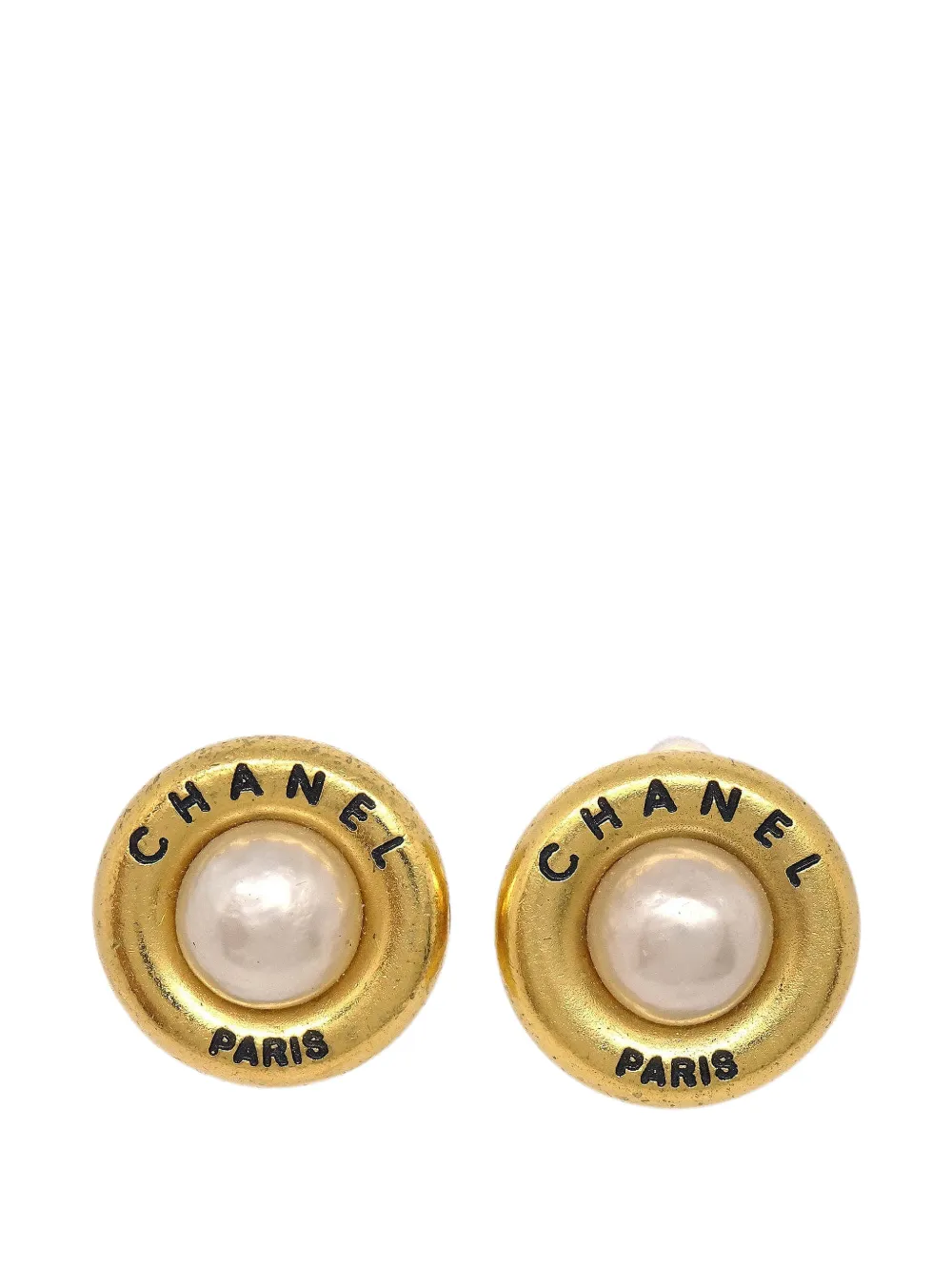 CHANEL Pre-Owned costume pearl button clip-on earrings - Gold