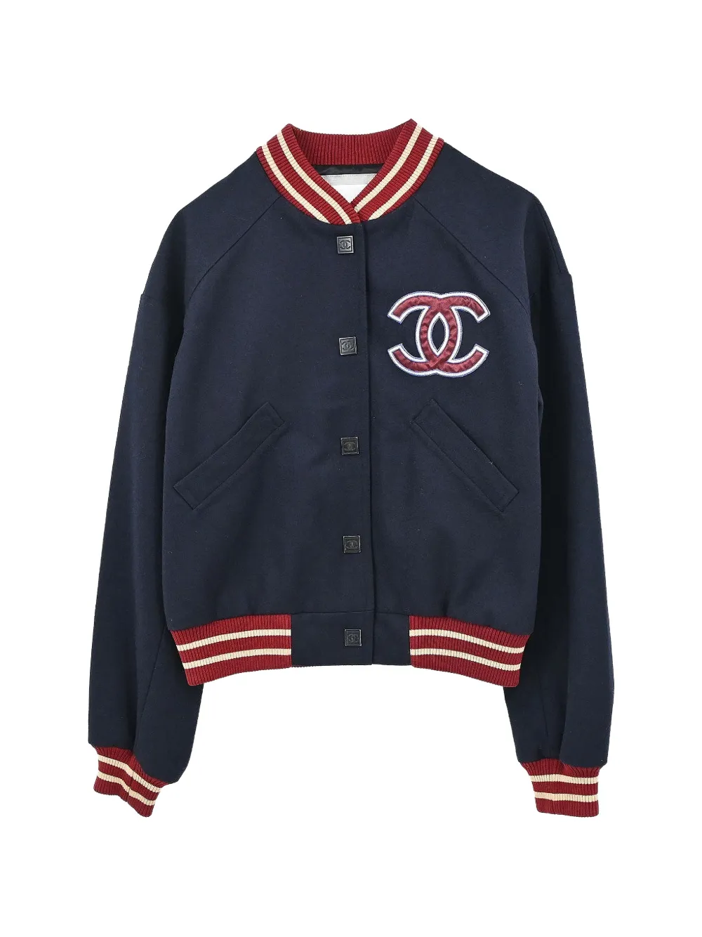 CHANEL Pre-Owned 2004 Sport Line CC logo wool bomber jacket - Bleu