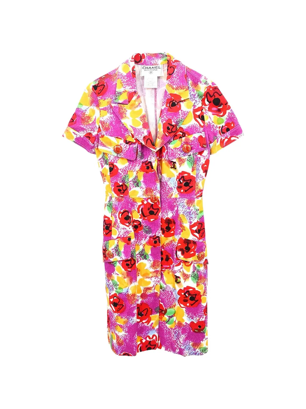 CHANEL Pre-Owned 1997 floral-print short-sleeve midi dress - Violet CHANEL Pre-Owned 1997 floral-print short-sleeve midi dress - Violet