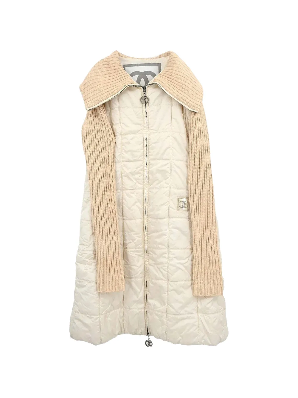 CHANEL Pre-Owned 2000 Sport Line quilted zip-up coat - Bianco