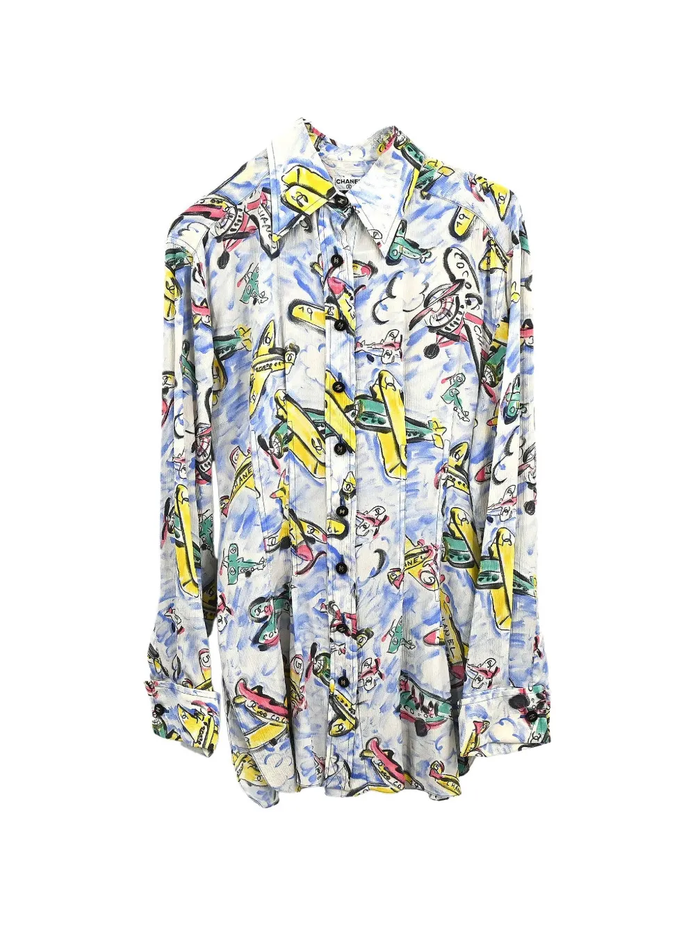 CHANEL Pre-Owned chemise à imprimé avion (1994) - Blanc CHANEL Pre-Owned chemise à imprimé avion (1994) - Blanc