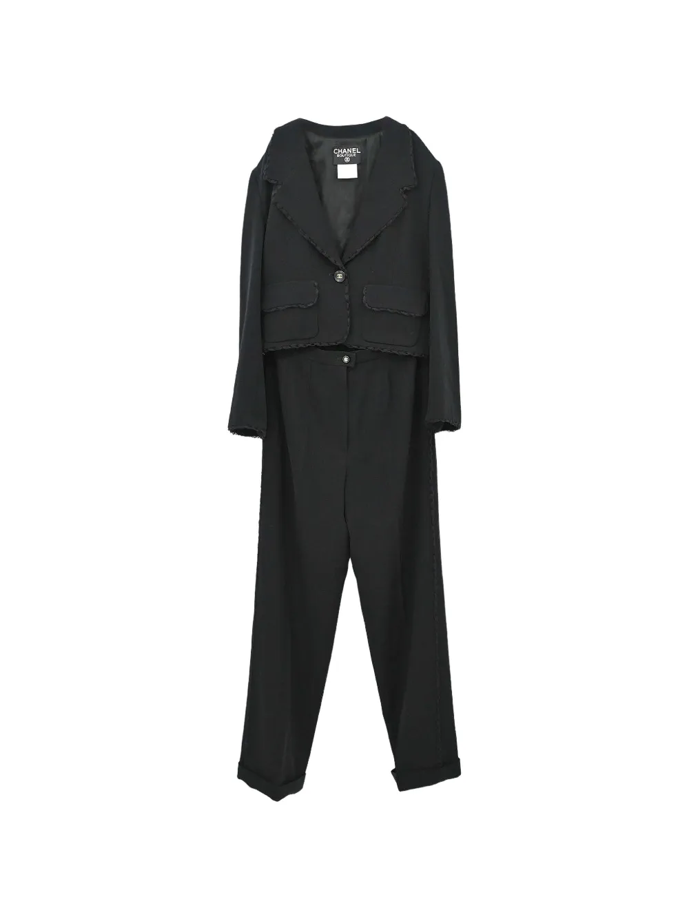 CHANEL Pre-Owned 1995 braided-trim trouser suit - Nero