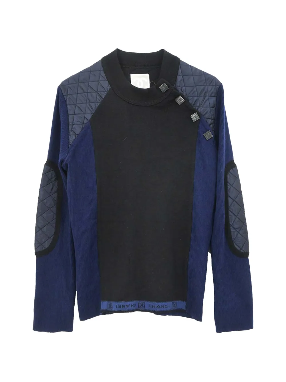 Pre-owned Chanel 2004 Sport Line Quilted-panel Sweater In Blue