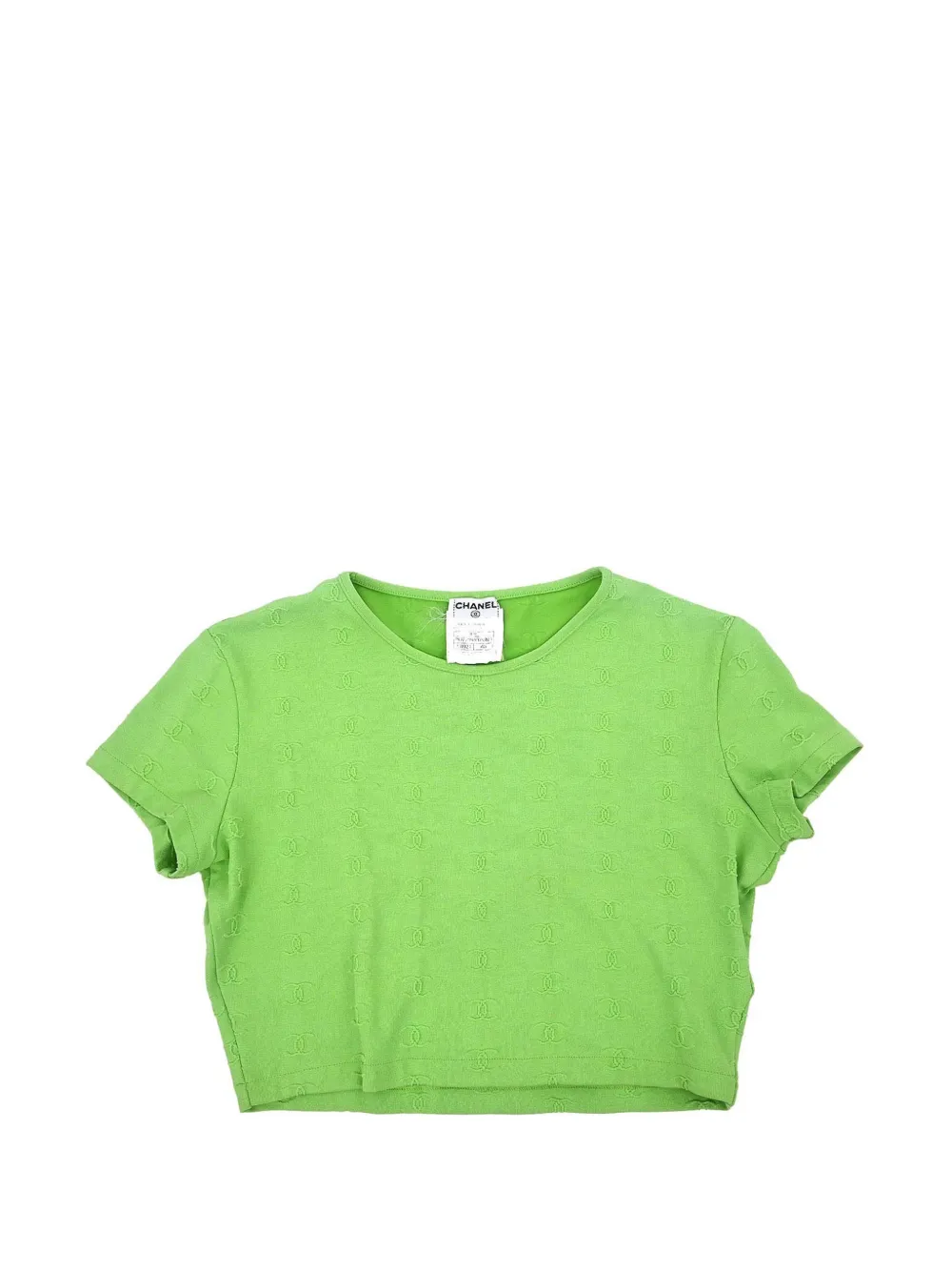 CHANEL Pre-Owned 1997 logo-jacquard cropped T-shirt - Verde
