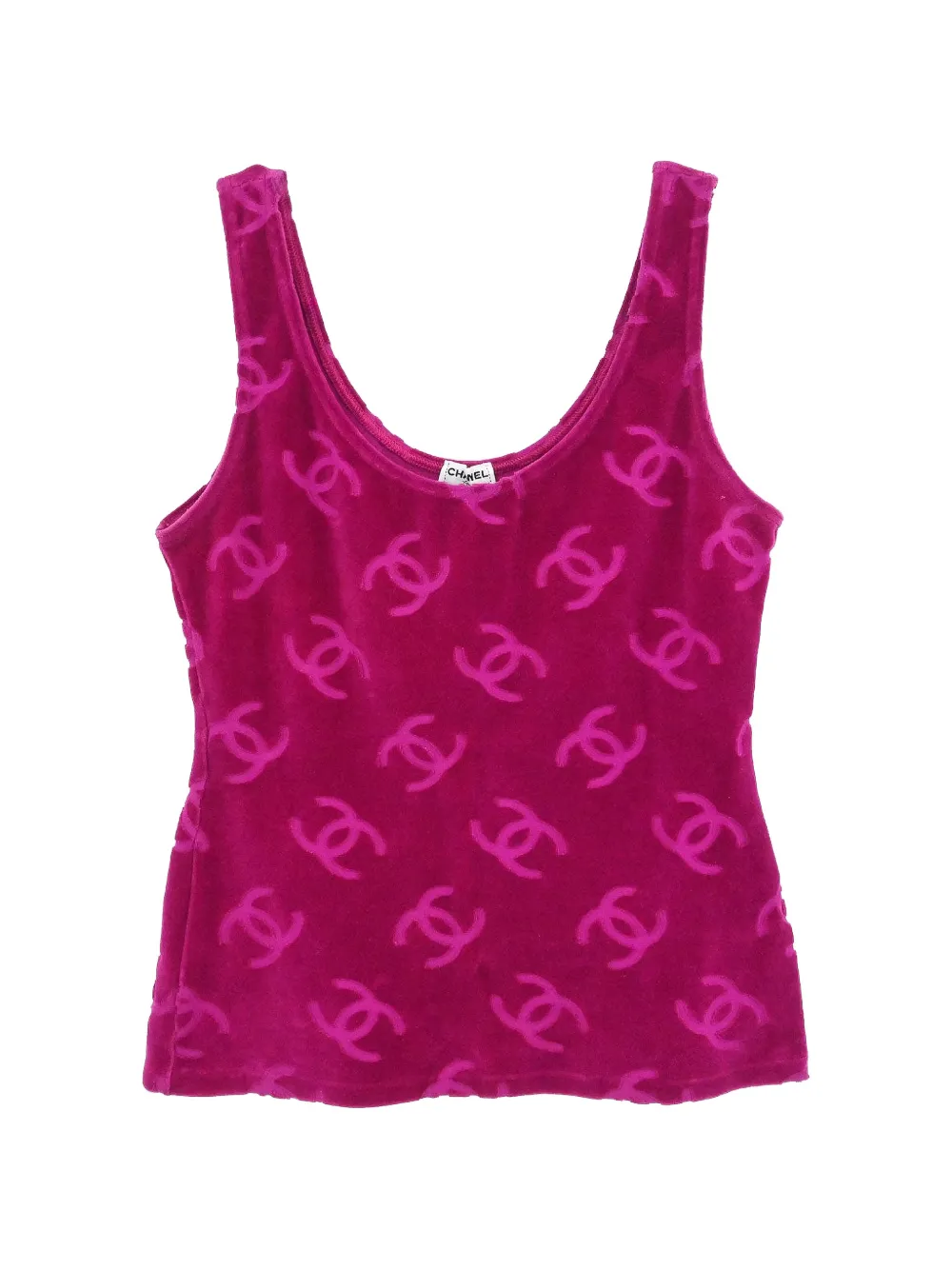 CHANEL Pre-Owned logo-pattern tank top - Rosa