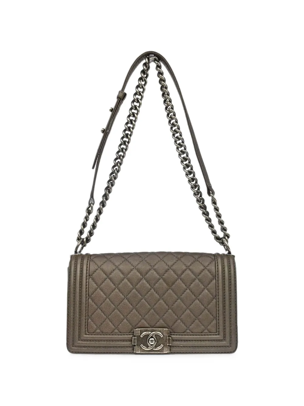 CHANEL Pre-Owned 2013-2014 Boy Chanel quilted shoulder bag - Grigio