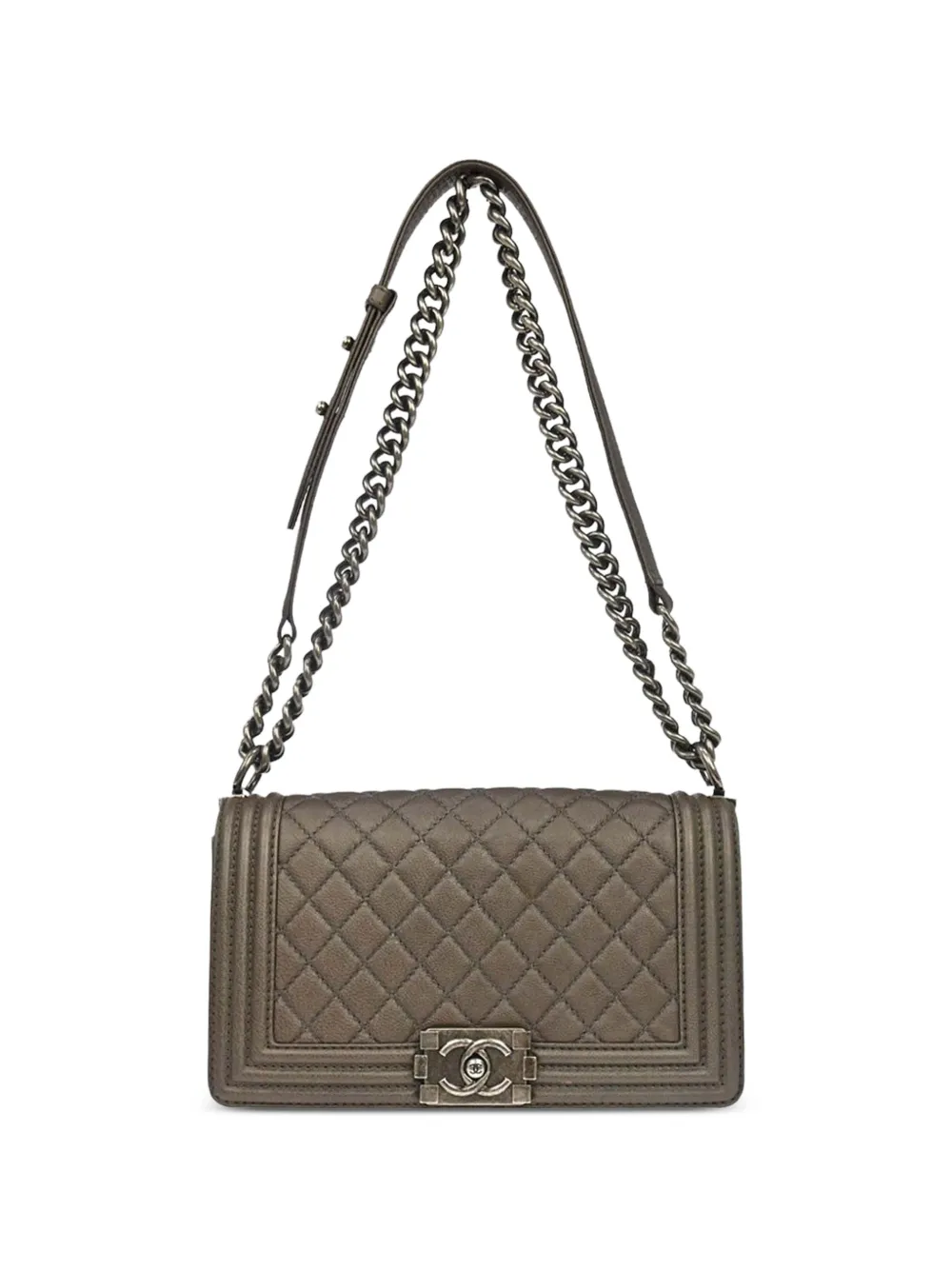 CHANEL Pre-Owned 2013-2014 Boy Chanel quilted shoulder bag - Grau