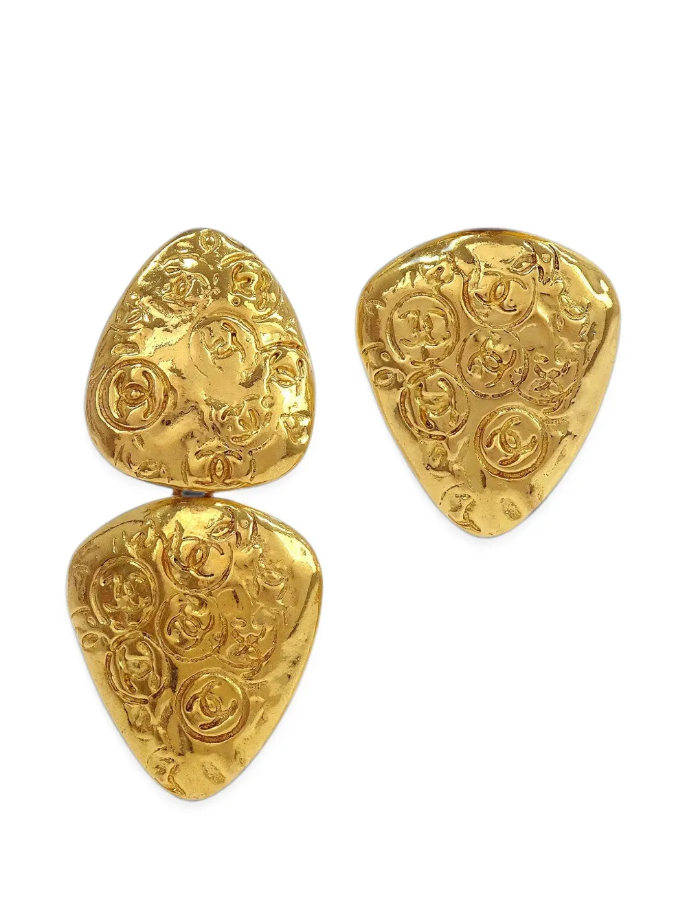 CHANEL Pre-Owned triangle drop clip-on earrings - Gold