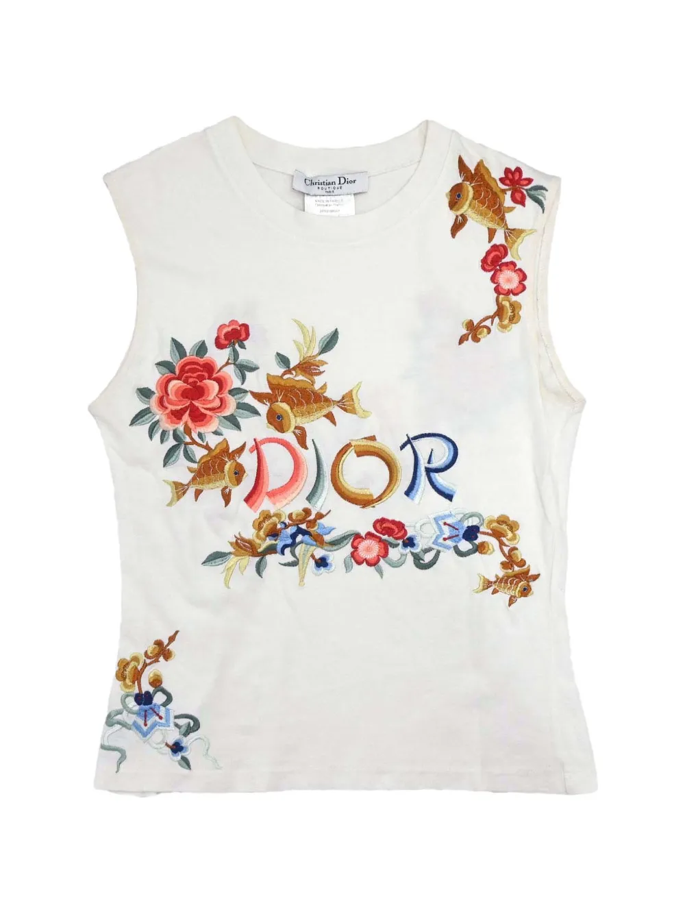 Christian Dior Pre-Owned 2002 embroidered sleeveless top - Weiß