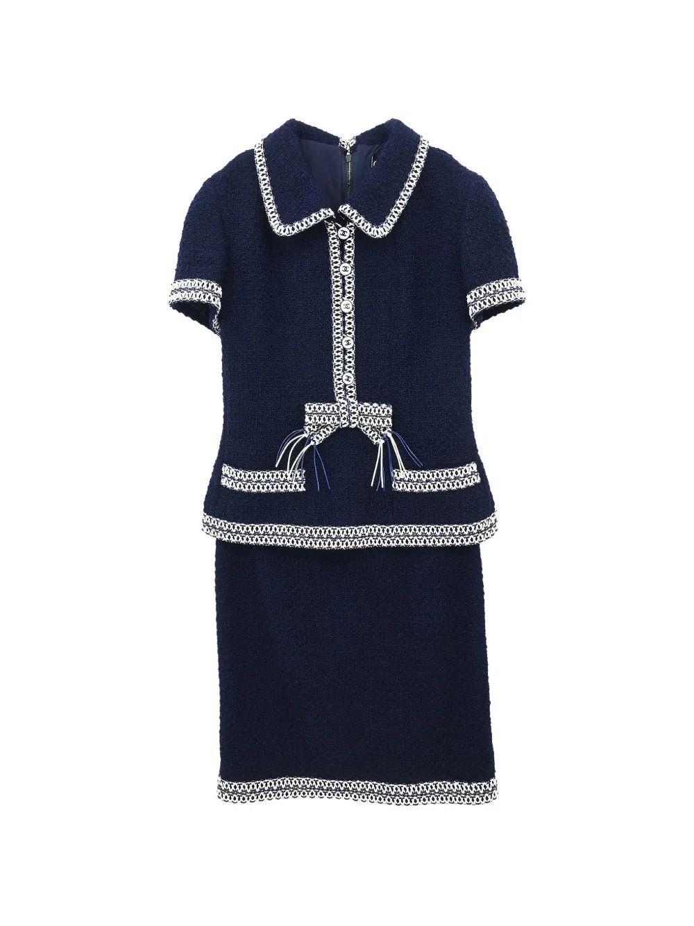 CHANEL Pre-Owned 1994 contrast-trim skirt suit - Blau