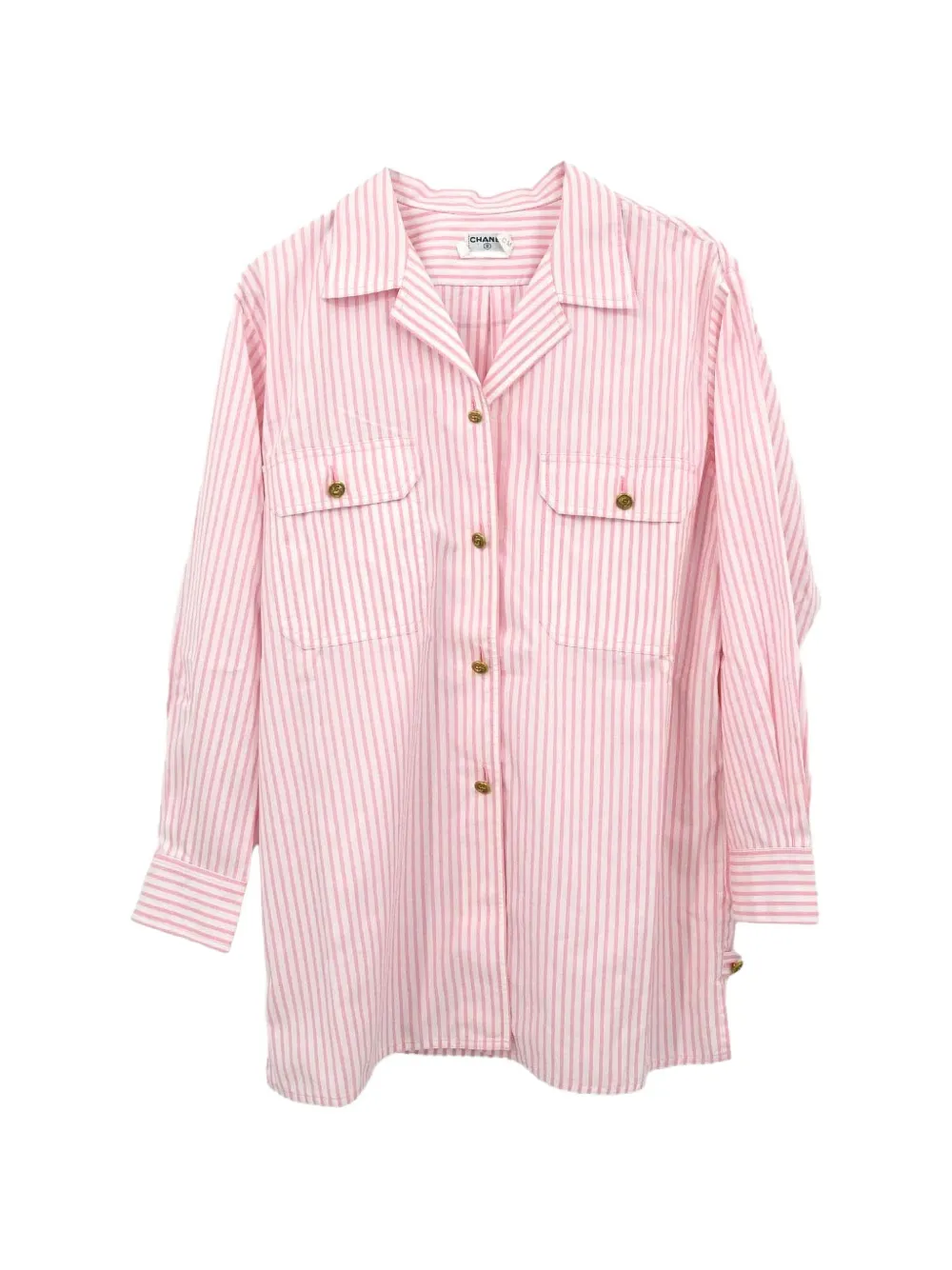 CHANEL Pre-Owned chemise en coton à rayures - Blanc CHANEL Pre-Owned chemise en coton à rayures - Blanc