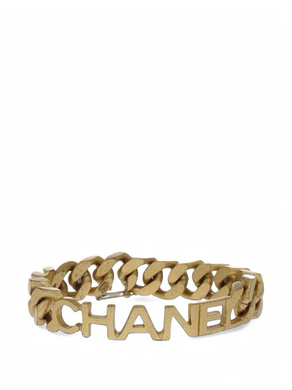 CHANEL Pre-Owned bracelet en maille gourmette à logo lettre - Or CHANEL Pre-Owned bracelet en maille gourmette à logo lettre - Or