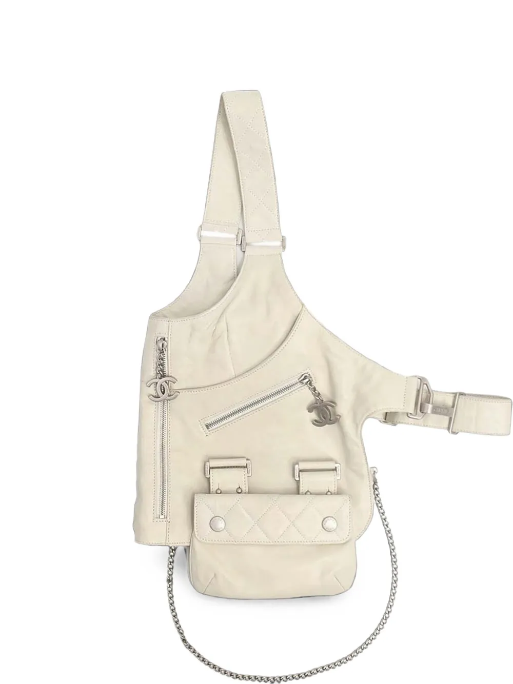 CHANEL Pre-Owned 2003 quilted leather vest bag - Weiß